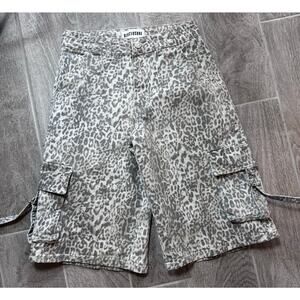 Disclosure Baggy Cargo Animal Print Shorts Junior's 1/25 Skater Grunge 6-Pocket